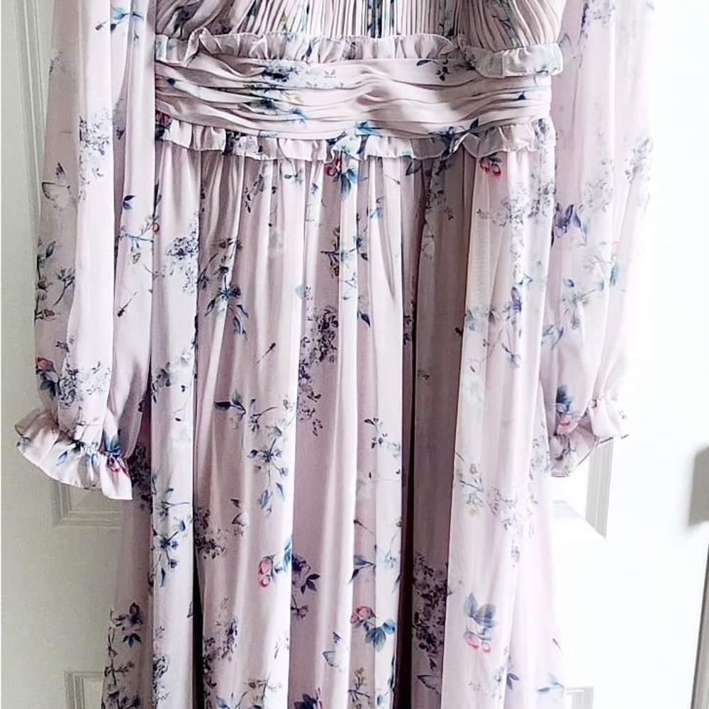 Mac duggal Floral Pink Maxi Dress  10893 - Picture 6 of 9